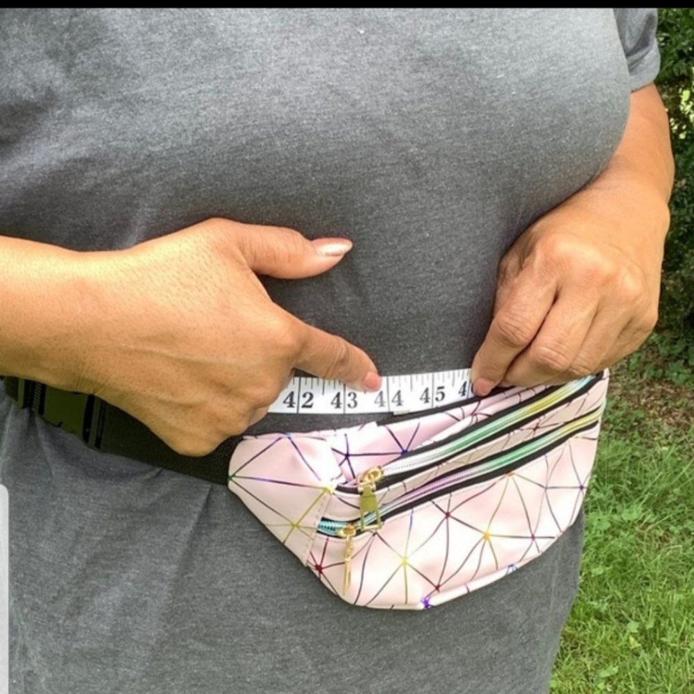 Pink Pillowshaped Holographic Fanny Pack Crossbody - Picture 4 of 4